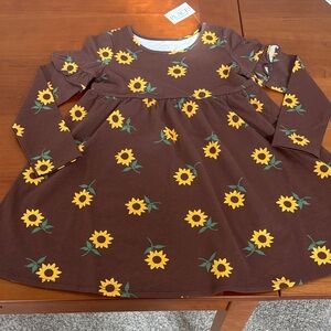 Children’s Place Brown Dress with Sunflower Pattern
